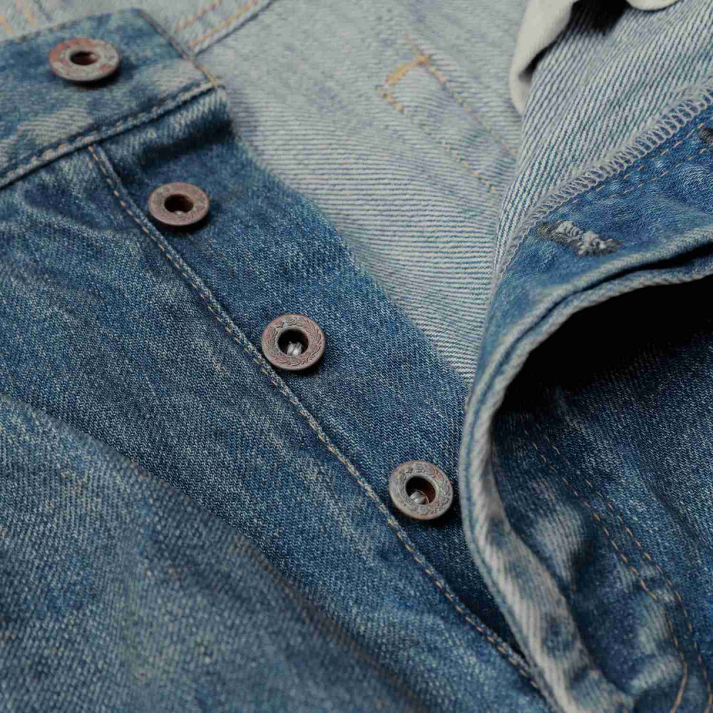 MADNESS HARD AGING DENIM PANTS. WIDE COMFY (DAMAGED AND